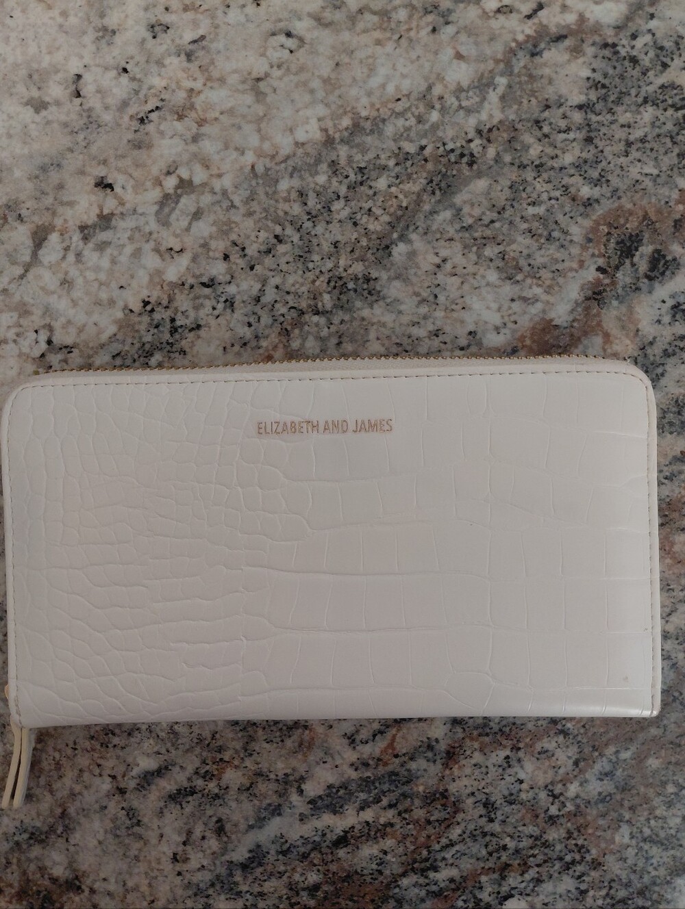 Elizabeth and James White Croc-Embossed Zip Around Wallet